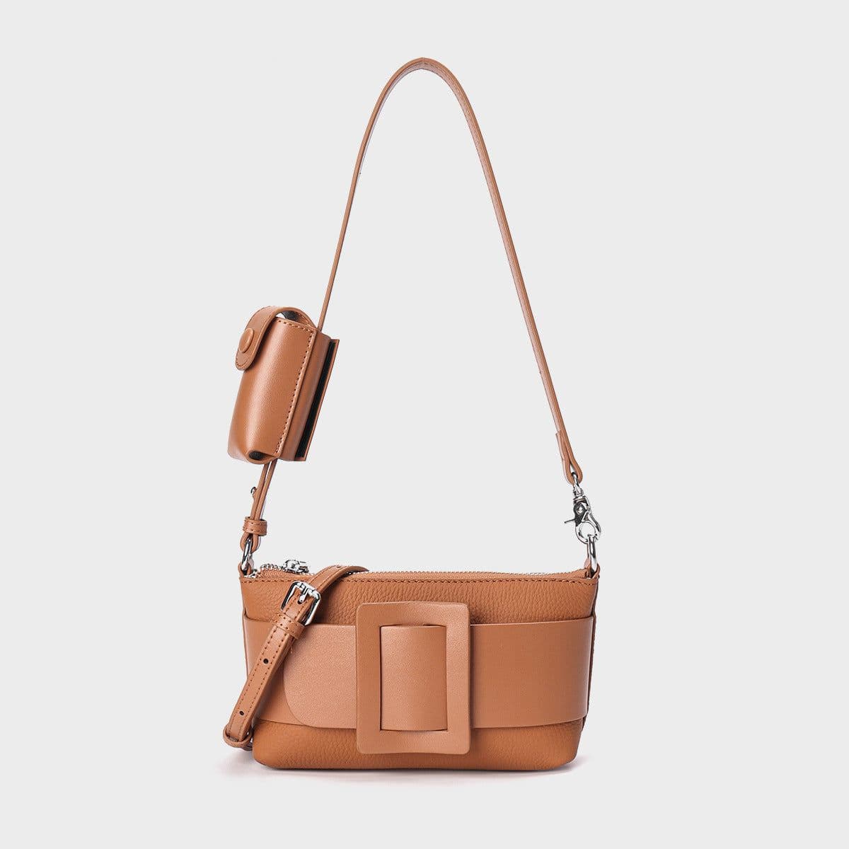 image-Underarm Leather Women's Portable Messenger Bag