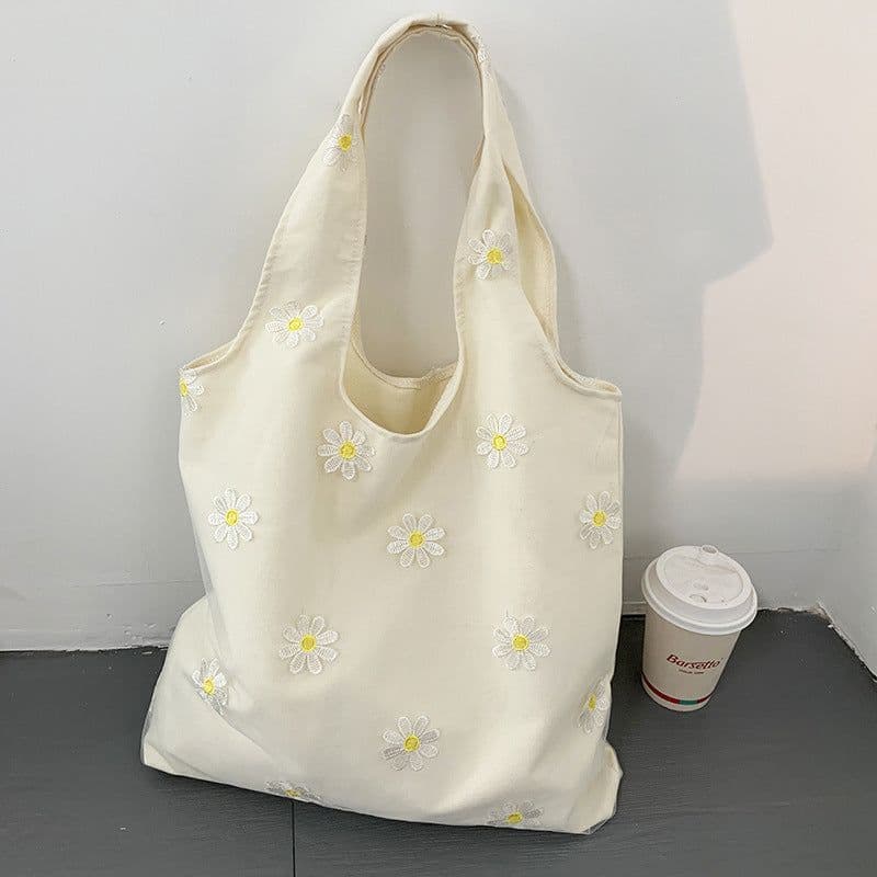 image-Embroidered Black Butterfly Canvas Bag Lace Women's Artistic