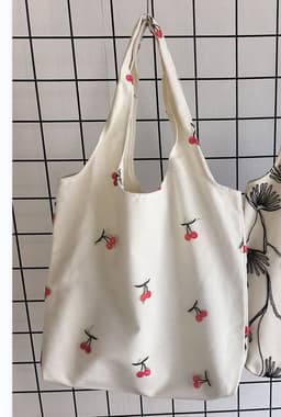 image-Embroidered Black Butterfly Canvas Bag Lace Women's Artistic
