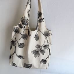 image-Embroidered Black Butterfly Canvas Bag Lace Women's Artistic