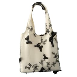 image-Embroidered Black Butterfly Canvas Bag Lace Women's Artistic