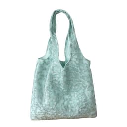 image-Embroidery Canvas Minimalism Flower Laced One-shoulder Bag