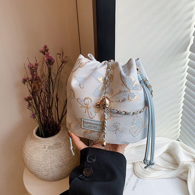 image-Women's Woven Embroidered Jacquard Chain Crossbody Bag