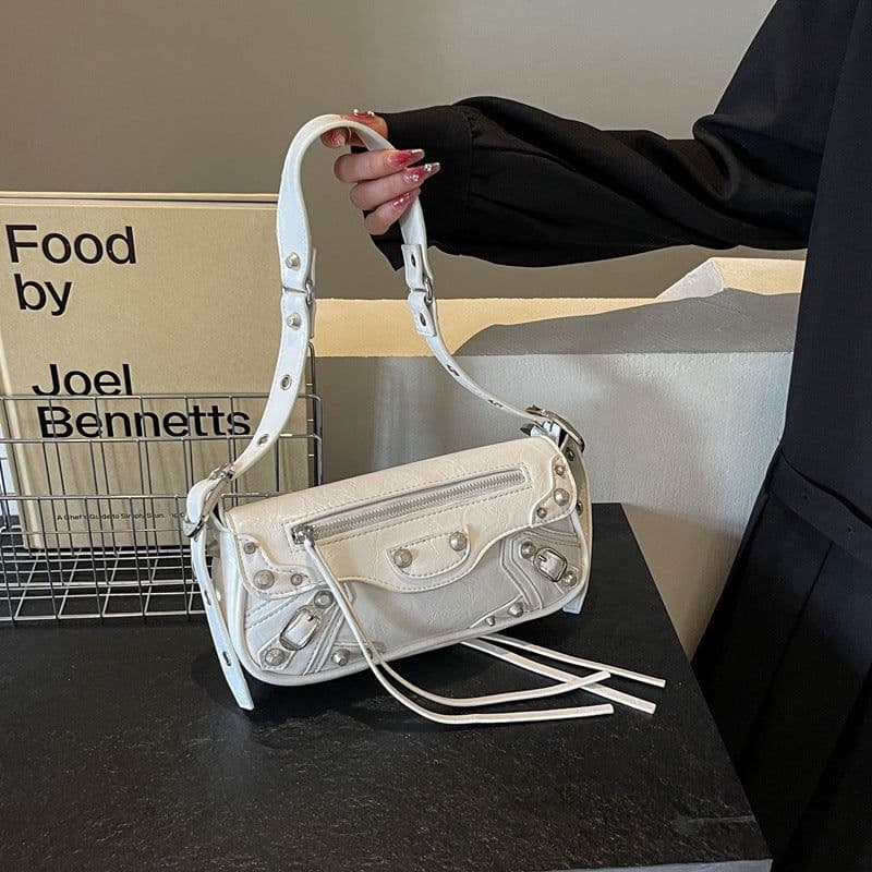 image-Fashionable Women's Simple Rivet Bag Shoulder Bag