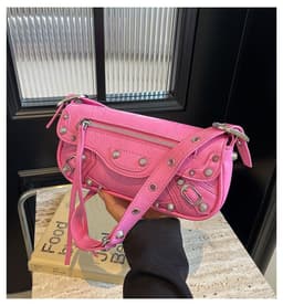 image-Fashionable Women's Simple Rivet Bag Shoulder Bag