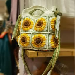 image-Wool Crocheted Hand-held Crossbody Dual-use Sweet Hand-woven Sunflower Women's Bag