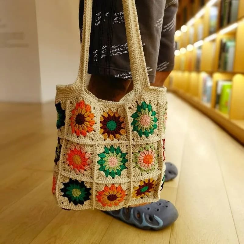 image-Zero Basic Learning Hand-woven Diy Material Retro Contrast Color Shoulder Bag