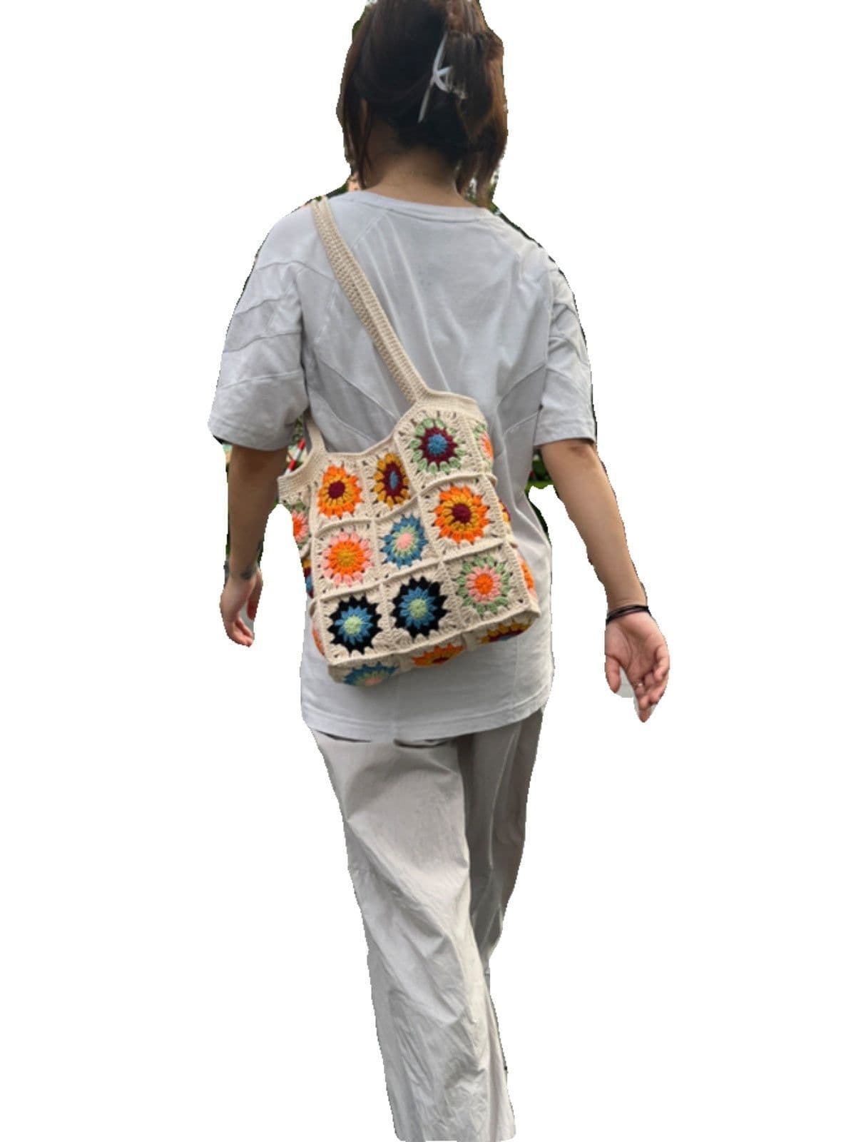 image-Zero Basic Learning Hand-woven Diy Material Retro Contrast Color Shoulder Bag