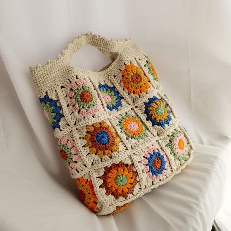 image-Zero Basic Learning Hand-woven Diy Material Retro Contrast Color Shoulder Bag