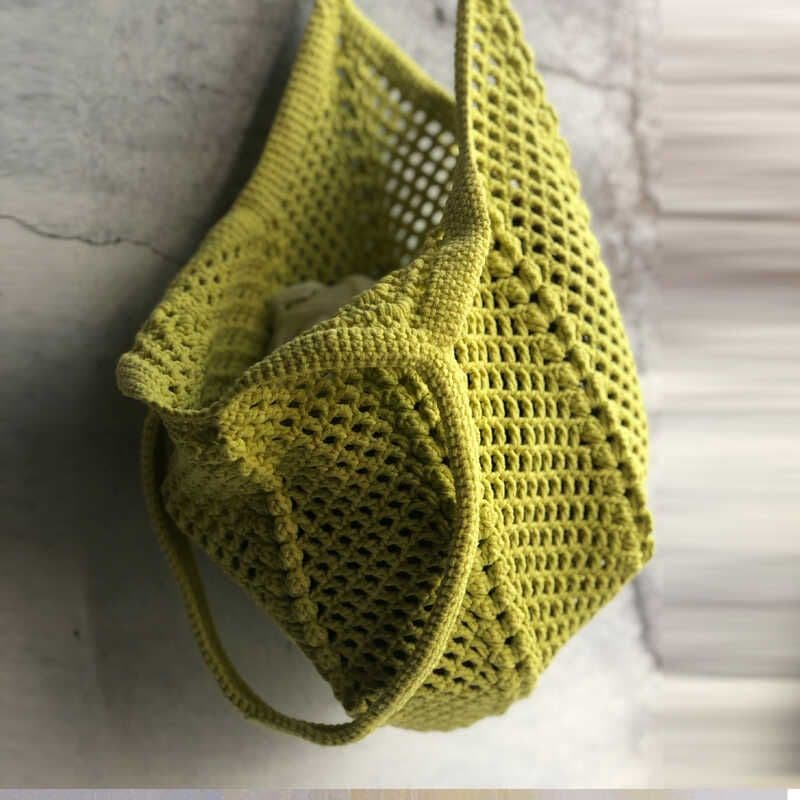 image-Vacation Style Vintage Ins Crochet Shoulder Hand-carrying Knitting Bag For Women