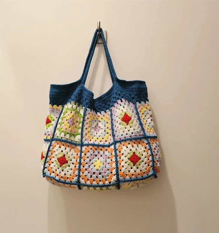 image-Diy Material All-match Shoulder Summer Autumn New Style Woven Portable Woolen Yarn Bag