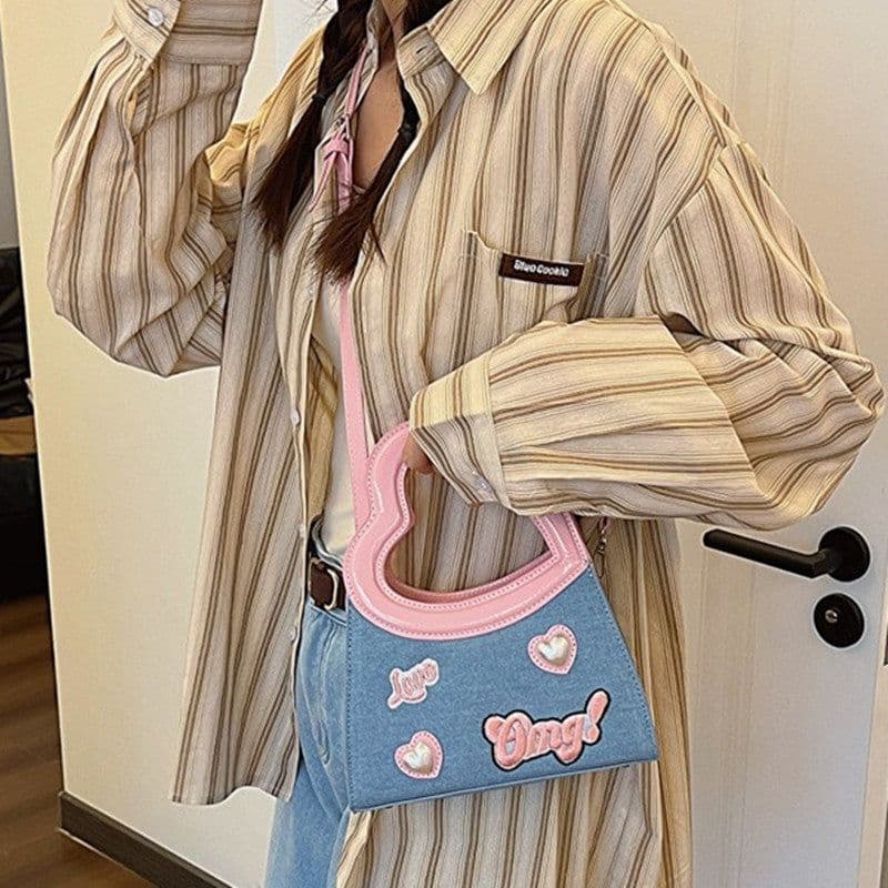 image-Special-interest Design Love Handbag Contrast Color Fashion