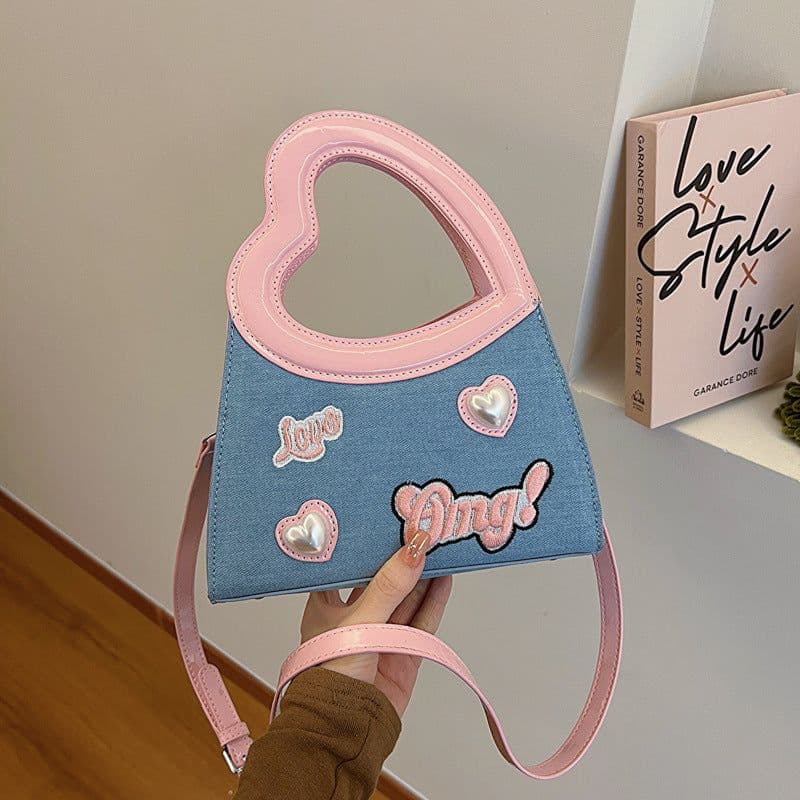 image-Special-interest Design Love Handbag Contrast Color Fashion