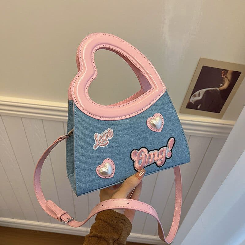 image-Special-interest Design Love Handbag Contrast Color Fashion