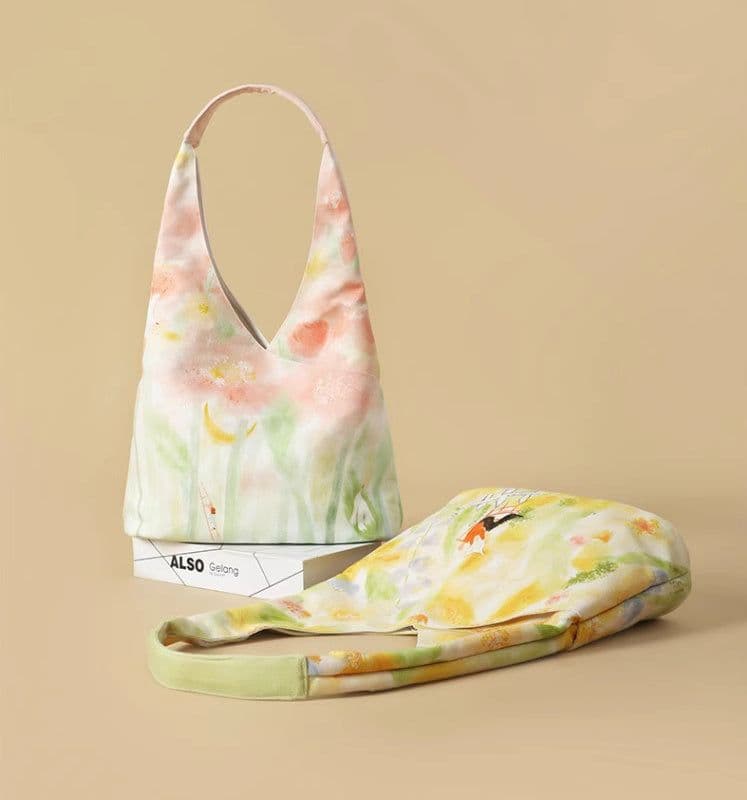 image-Illustration Canvas Bag Shoulder Bucket Bag