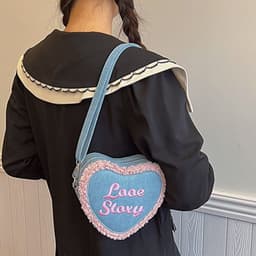 image-Women's Heart-shaped Letter Embroidered Crossbody Shoulder Bag