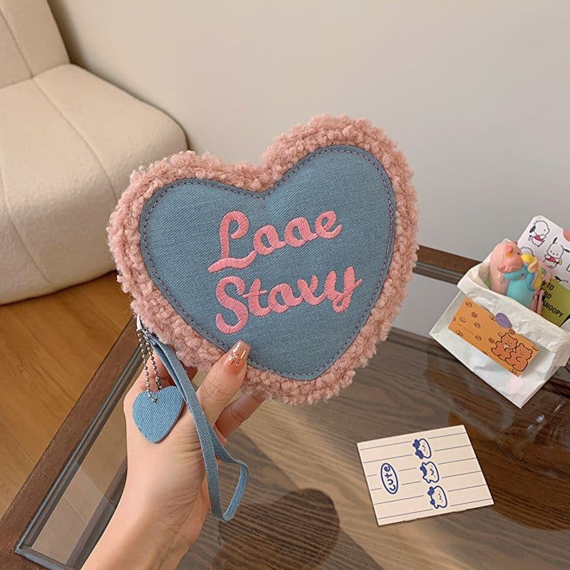 image-Women's Heart-shaped Letter Embroidered Crossbody Shoulder Bag