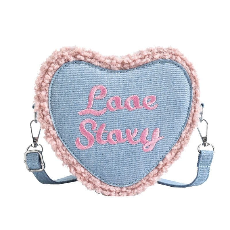 image-Women's Heart-shaped Letter Embroidered Crossbody Shoulder Bag