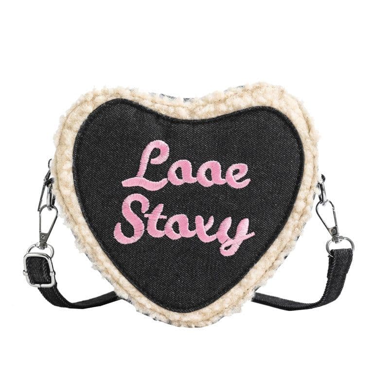 image-Women's Heart-shaped Letter Embroidered Crossbody Shoulder Bag