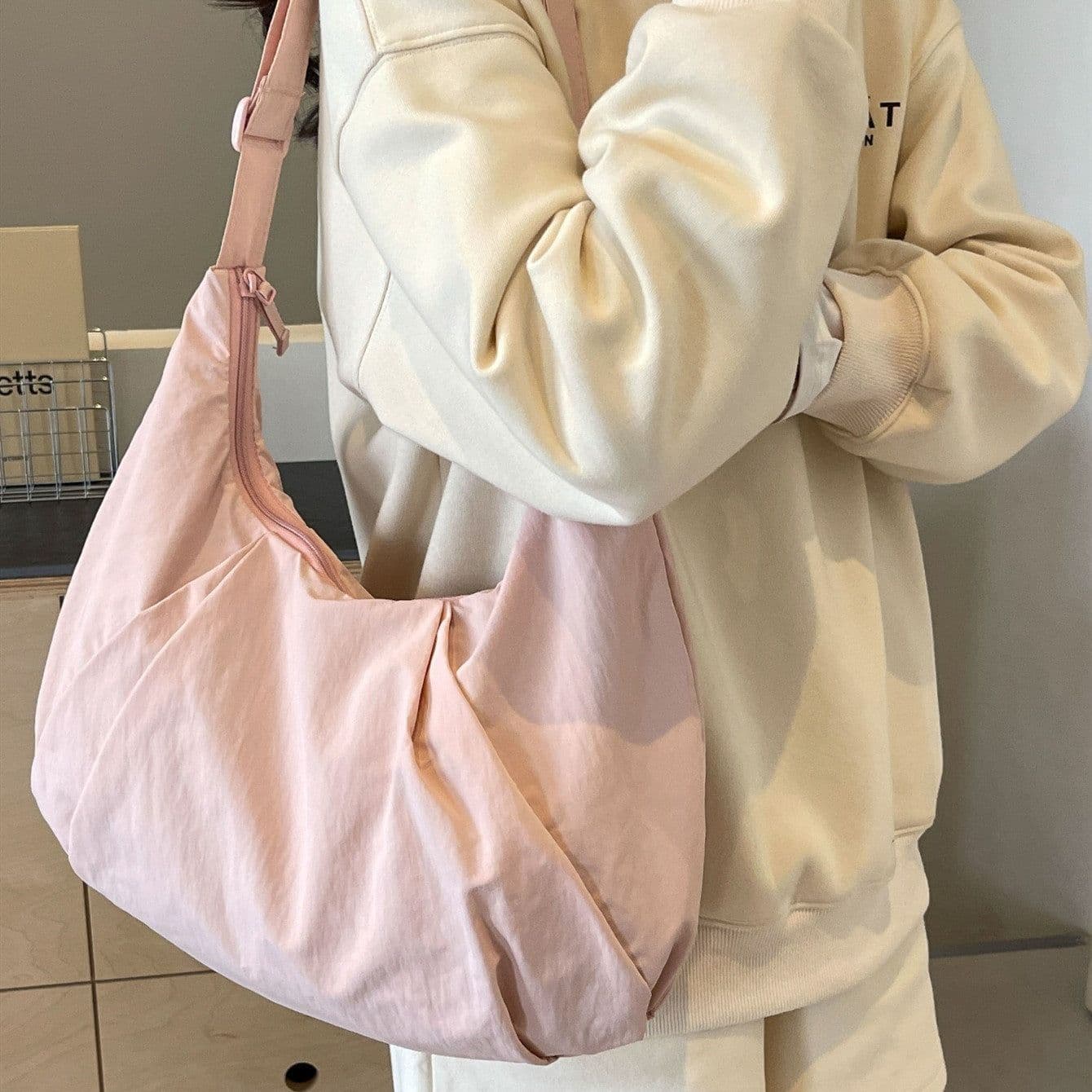 image-Pleated Messenger Bag Large Capacity Artistic Simple Fashion