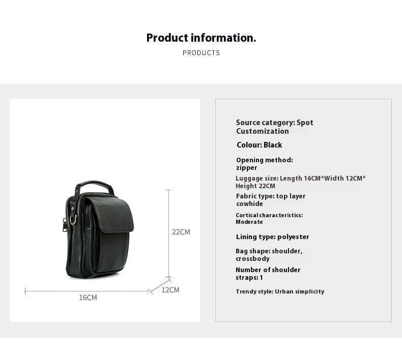 image-Men's Bag Genuine Leather Retro Cowhide Casual Messenger Bag