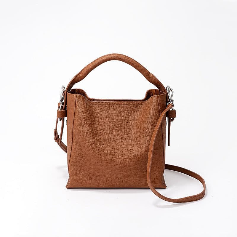 image-Women's Fashion Top Layer Cowhide Bucket Bag