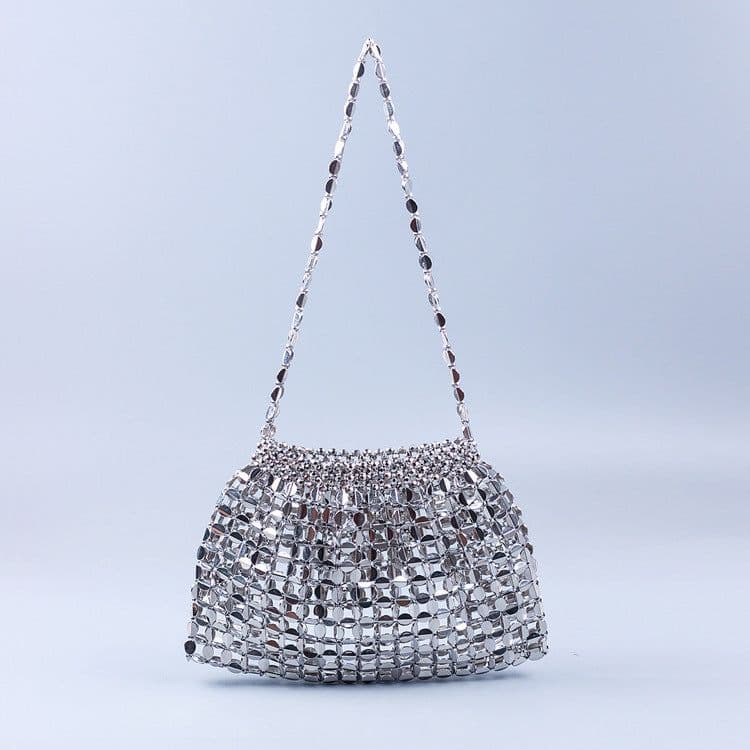 image-Handmade Flat Beads Woven Large Dumpling Fashion Trendy One-shoulder Handbag