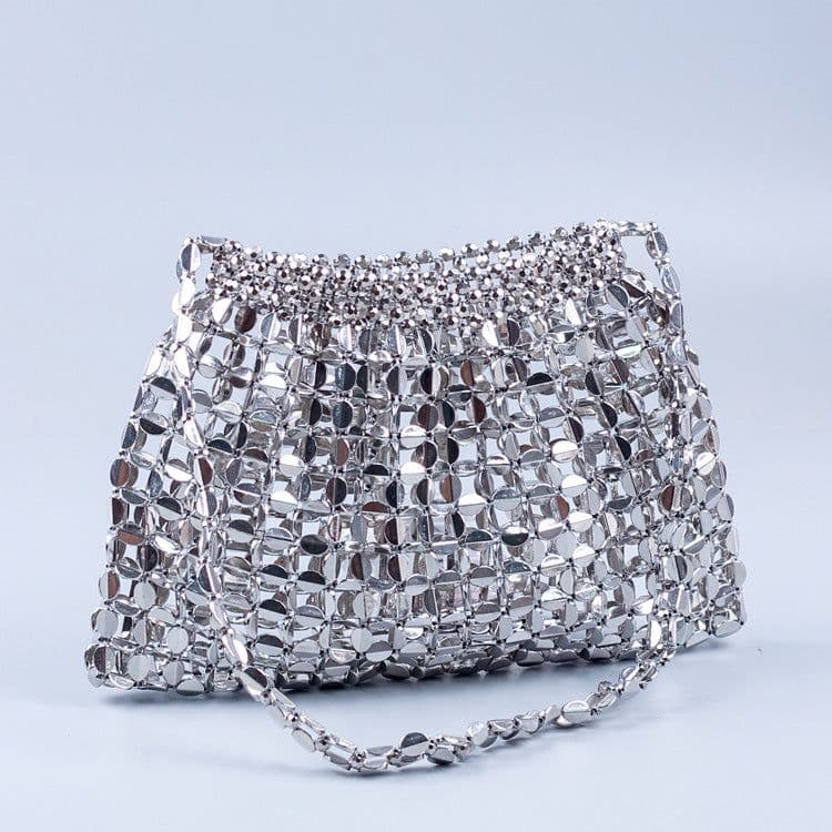 image-Handmade Flat Beads Woven Large Dumpling Fashion Trendy One-shoulder Handbag