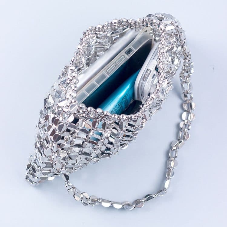 image-Handmade Flat Beads Woven Large Dumpling Fashion Trendy One-shoulder Handbag