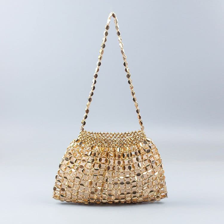 image-Handmade Flat Beads Woven Large Dumpling Fashion Trendy One-shoulder Handbag