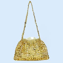 image-Handmade Flat Beads Woven Large Dumpling Fashion Trendy One-shoulder Handbag