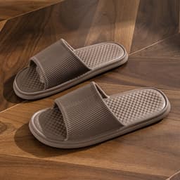 image-Summer Slipper Indoor House Shoes For Men Women Couples Solid Color Rhombus Striped Non-slip Bathroom Slippers