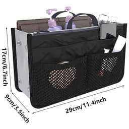 image-Handbag Organizer Insert For Women With 13 Pockets Large Capacity Lining Zipper Handle Portable Women's Purse Bag Travel Documents Cards Small Items