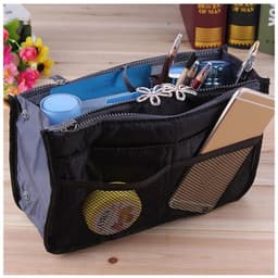 image-Handbag Organizer Insert For Women With 13 Pockets Large Capacity Lining Zipper Handle Portable Women's Purse Bag Travel Documents Cards Small Items