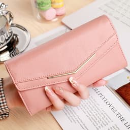 image-Women's Long Three-fold Stitching Fashion Multi-card-slot Leather Oil Wax Leather Large-capacity Wallet
