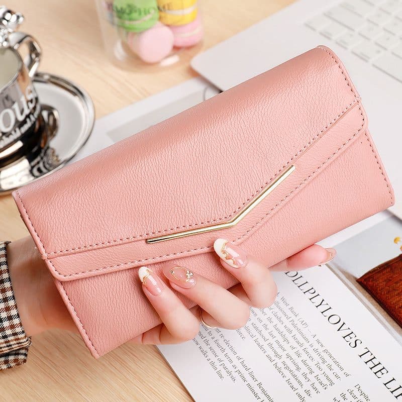 image-Women's Long Three-fold Stitching Fashion Multi-card-slot Leather Oil Wax Leather Large-capacity Wallet
