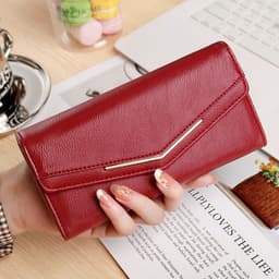 image-Women's Long Three-fold Stitching Fashion Multi-card-slot Leather Oil Wax Leather Large-capacity Wallet