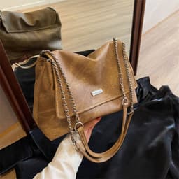 image-Texture Chain Shoulder Bag Crossbody Commuter Tote