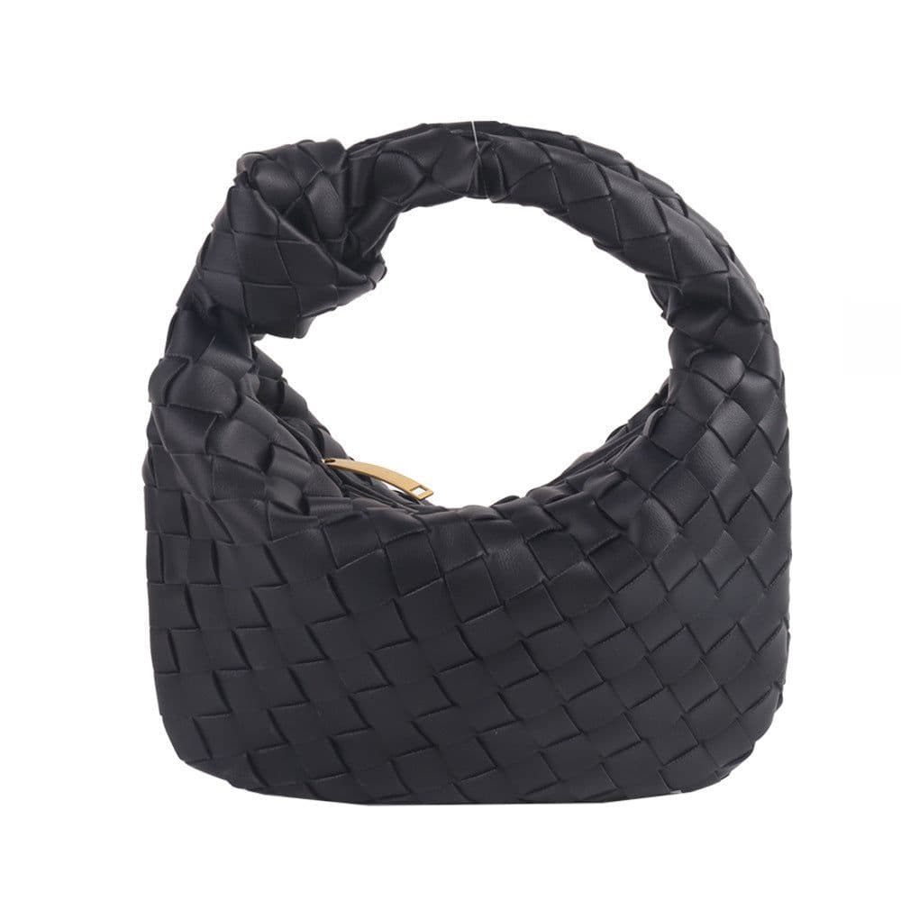 image-Woven Croissant Knotted Handbag Underarm Hand Bag