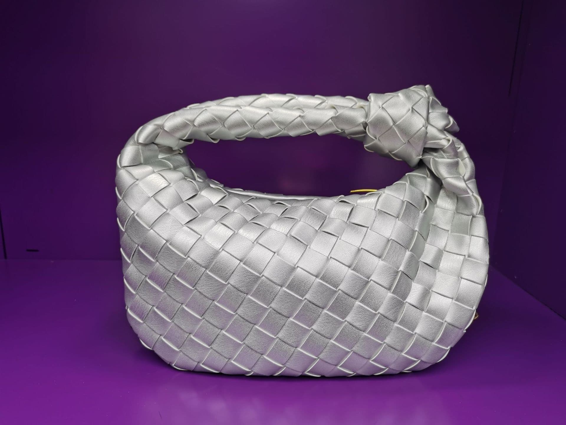 image-Woven Croissant Knotted Handbag Underarm Hand Bag