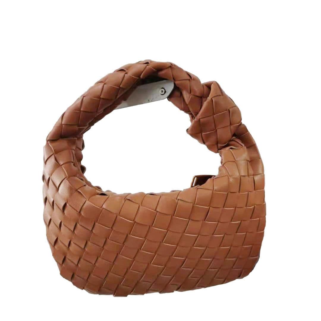 image-Woven Croissant Knotted Handbag Underarm Hand Bag