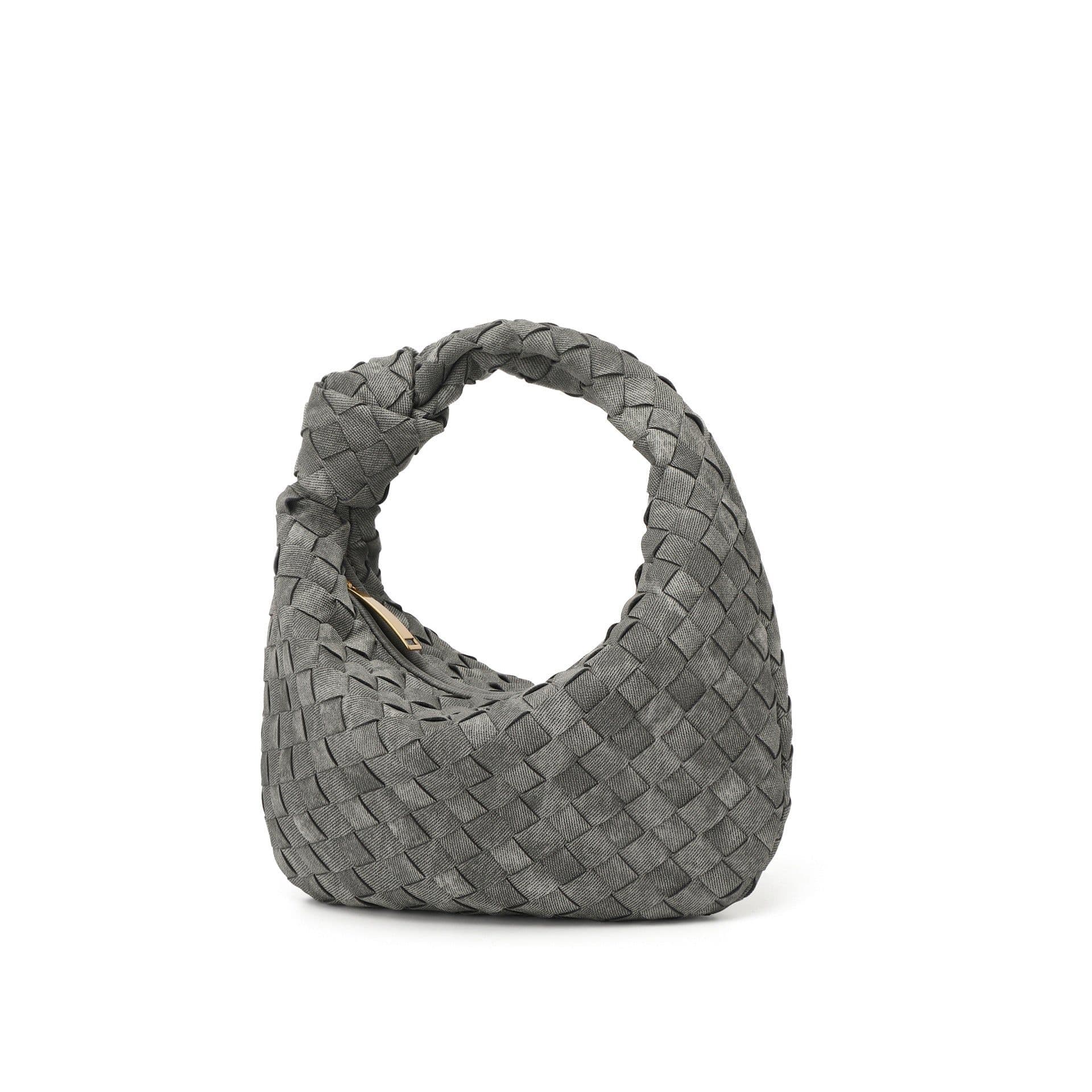 image-Woven Croissant Knotted Handbag Underarm Hand Bag