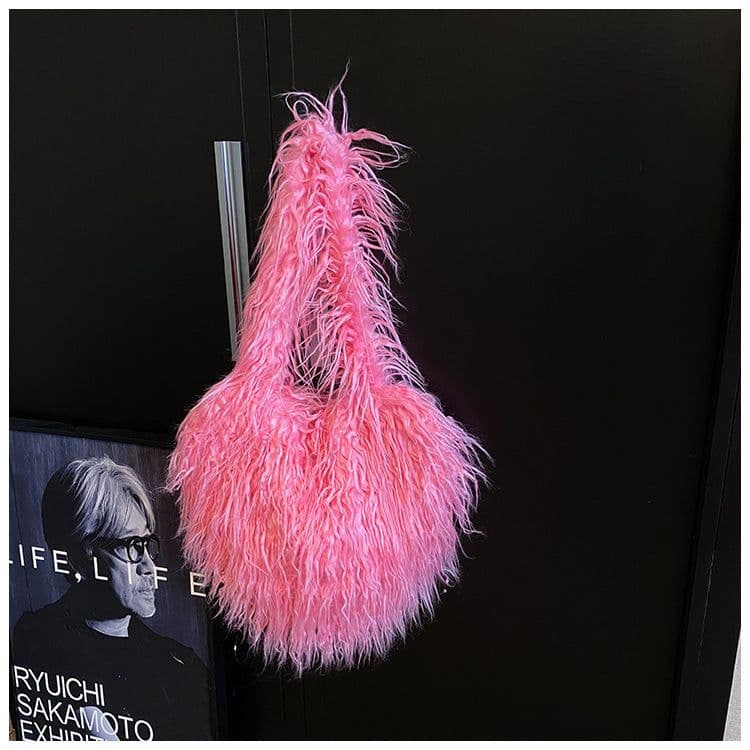 image-Women's Plush Retro Love Shoulder Bag