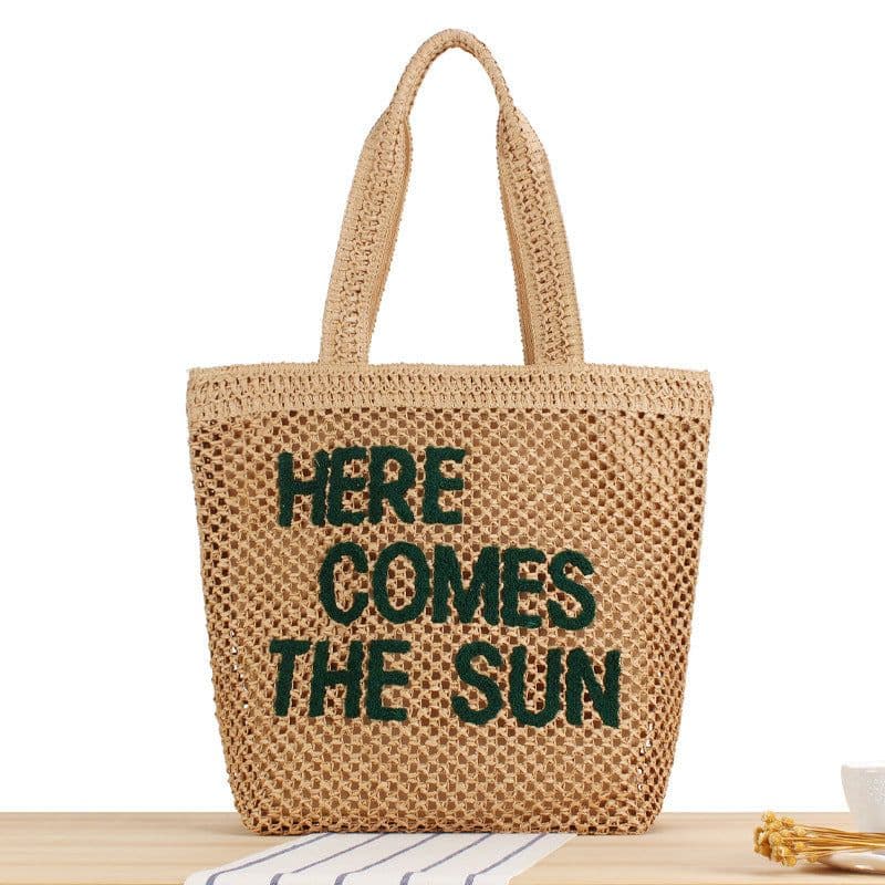 image-Large Capacity Business Commute Shoulder Minority All-match Straw Bag