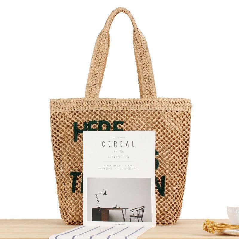 image-Large Capacity Business Commute Shoulder Minority All-match Straw Bag