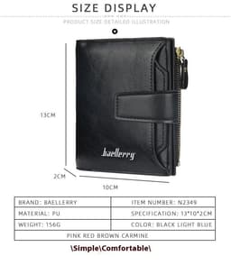 image-Short Multiple Card Slots Buckle Driving License Card Holder Zipper Wallet