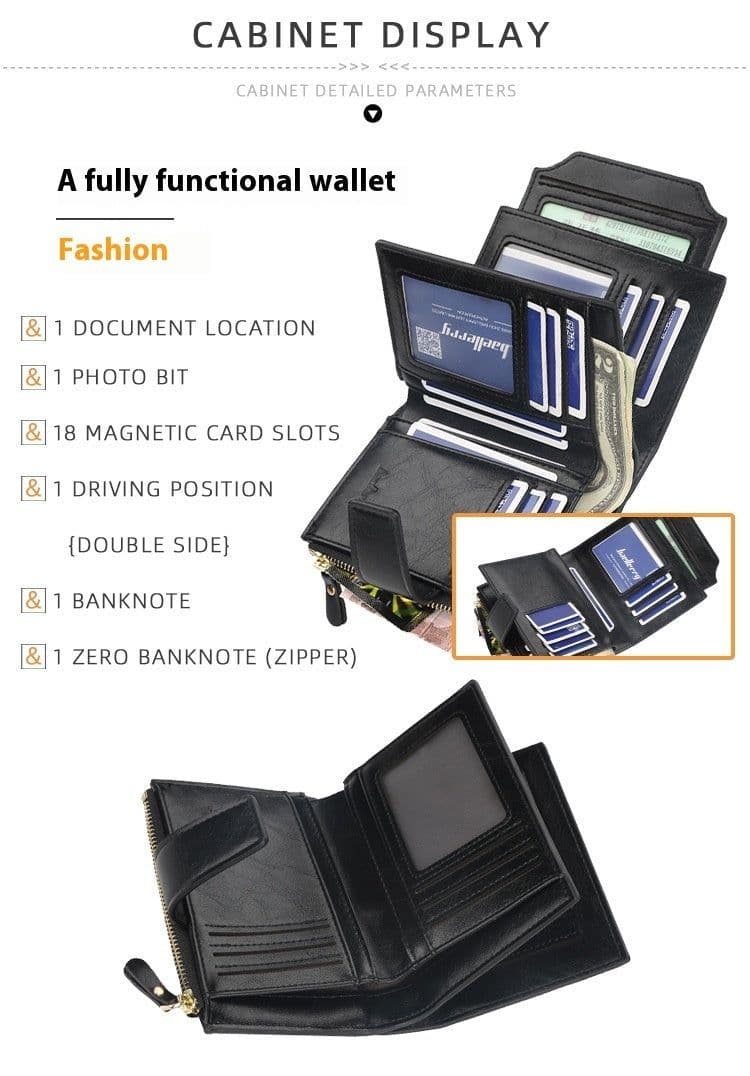 image-Short Multiple Card Slots Buckle Driving License Card Holder Zipper Wallet