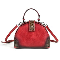 image-Women's Retro National Style Craft Hand-rub Color Three-dimensional Embossed Clip Bag