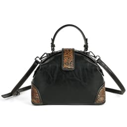 image-Women's Retro National Style Craft Hand-rub Color Three-dimensional Embossed Clip Bag