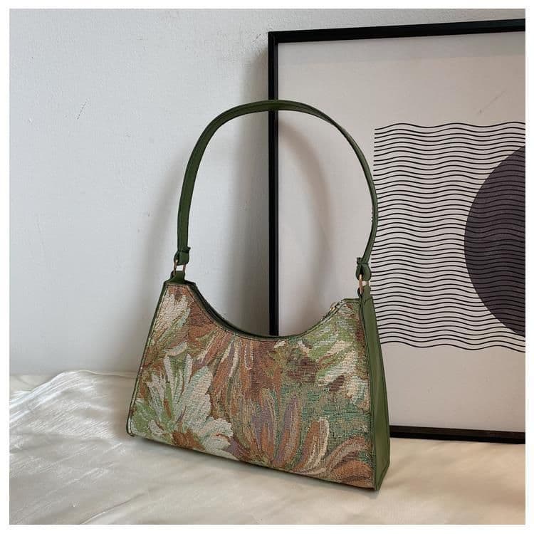 image-Western Style Popular Oil Painting Fashion Women's Handbag Underarm Bag